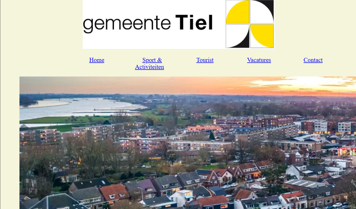 screenshot van statische website gemeente tiel